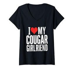 Mujer I Love My Cougar Novia I Heart My Girlfriend GF Beloved Camiseta Cuello V