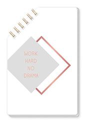 Grafik-Werkstatt Notizblock mit 45° Spirale | 50 Blatt liniert | Kupferschnitt| Work Hard No Drama | 9,5 x 14,5 cm Blocco Note, Colore Bianco, 63522