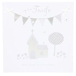 Depesche 8211.052 Glamour felicitatiekaart voor doop, hoogwaardige wenskaart met glinsterende elementen, zonder tekst aan de binnenkant, incl. envelop, 15,5 x 15,5 cm