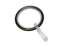 GARDINIA Curtain Rings For Curtain Rods With Ø 25 mm, Includes Gliding Insert and Pencil Pleat Hooks, 10 Pack, Width 4 mm, Metal, Bronze