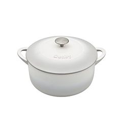 Denby - Natural Canvas White Cast Iron Casserole Dish - Dutch Oven, Oven Safe Pot, Enamelled - 24cm, 4.05L Capacity - Round