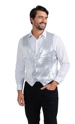 Dress Up America volledig gevoerd Silver Sequin Vest voor volwassenen