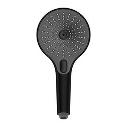 WENKO Soffione Doccia Ultimate Shower, Doccetta a Mano con 3 Funzioni, pochi Spruzzi e silenzioso, Plastica con Collegamento universale ½“, adatto per Riscaldatore di Flusso, Ø 13 cm, Nero/Grigio