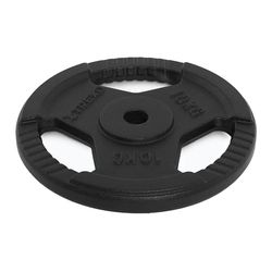TREXO TRX-ICP001 - Disco de pesas de hierro fundido, 10 kg, universal, duradero, con asas ergonómicas, compatible con pesas y asas para entrenamiento de fuerza y función