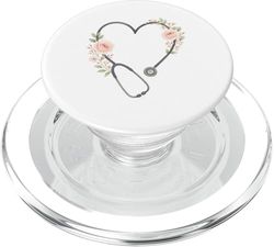 Estetoscopio de corazón floral Médico Médico MD PopSockets PopGrip para MagSafe