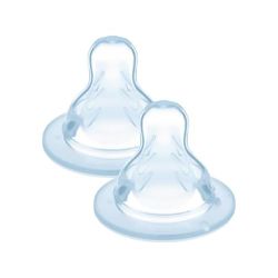 MAM Tetina tamaño X (juego de 2), tetina MAM plana y simétrica de suave silicona SkinSoft para líquidos densos y pimentas, kit de 2 accesorios para bebé a partir de 6 meses para la lactancia y la