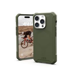 Urban Armor Gear Essential MS Case Compatible avec Apple iPhone 15 Pro Housse [50% de matériaux recyclés, Chargement sans Fil/Chargement magnétique optimisé, 4,6m de Protection] Olive Drab