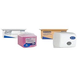 Scott Essential Foam Hand Wash 6340 - Scented Foaming Hand Soap - 6 x 1 Litre Pink Hand Wash Refills (6 Litre total) & Aquarius Folded Hand Towel Dispenser 6945-1 x White Paper Towel Dispenser