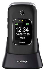 ALIGATOR V650 - Telefono cellulare per anziani con tasto SOS e localizzatore, colore: Nero
