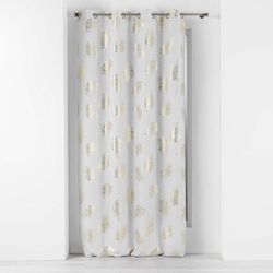 Douceur d'Intérieur, Rideau à Oeillets (140 X 260 Cm) Sunny Gold, Polyester Imprimé Métallisé
