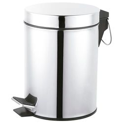 Amig - 3L Bathroom Pedal Bin Mod. Linea - Polished Inox Finish - Hands-Free Hygienic Opening - Ø16.8 x 25.5 cm - Stainless Steel - Round Bin with Removable Inner Bucket