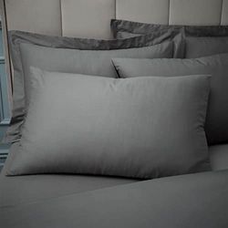 Bianca Fine Linens 180 Thread Count Egyptian Cotton Standard 50x75cm Pack of 2 Pillow cases with envelope closure Charcoal Grey