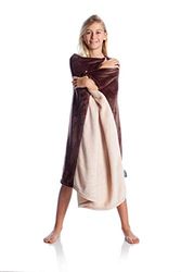 Kanguru Momonga Kids Brownie Wearable Blanket, Fleece Blanket, kids blanket, snuggle blanket, oodie kids, christmas blanket, gifts for girls (4-12 Years), Brown, 80 x 90 cm