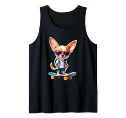 Chihuahua simpatico su skateboard con occhiali rossi Canotta