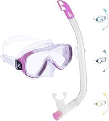 Cressi DM1010134 Ondina VIP Jr-Mask Snorkeling Combo Set (Made in Italy), Transparent/Pink, One Size