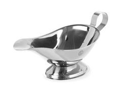 HENDI Saucière, 280 ml, avec base, petit récipient bol pot à sauce, saucière avec bec verseur, 200x100x(H)105mm, acier inoxydable