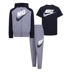 NIKE Kid Boxed Jumper Set 3, Gris Blanco Negro, 6-7 Años