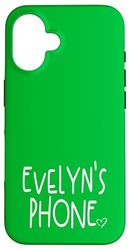Evelyn's Phone Prénom personnalisé Evelyn Blanc Vert Coque pour iPhone 16
