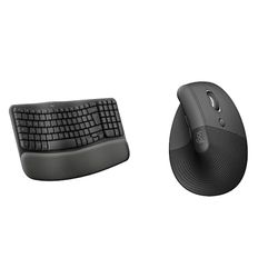 Logitech Wave Keys draadloos ergonomisch toetsenbord - Grafiet, US International QWERTY indeling, Logitech Vertical Ergonomic Mouse, Wireless, Bluetooth or Logi Bolt USB Receiver, Silent Clicks