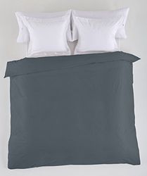 FUNDA NORDICA lisa color gris - Cama de 90 (1 pieza) - 50% algodón / 50% poliéster - 144 hilos. Gramage: 115