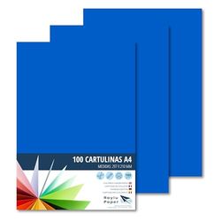 Raylu Paper® Cartulinas A4 100 unidades de color azul Marino, 180gr 210 x 297 mm, Ideal para encuadernación, trabajos de oficina, dibujo, manualidades. aptas para uso escolar. (Azul Marino)