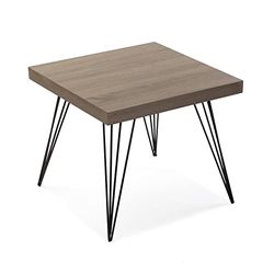 Versa Denver Mesa auxiliar para a sala de estar, quarto ou cozinha. Moderna mesa baixa, medidas (L x L x An) 43 x 50 x 50 cm, madeira e metal, cor castanho e preto