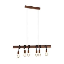 EGLO Candeeiro suspenso TOWNSHEND, candeeiro de suspensão vintage com 6 lâmpadas em design industrial, candeeiro suspenso retro de aço, cor castanho antigo, casquilho E27