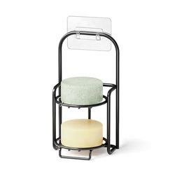 SpaceAid Support de Barre de shampooing à 2 Niveaux pour Douche, Porte-Savon Auto-drainant pour Mur de Salle de Bain et évier de Cuisine, Porte-Savon en Acier Inoxydable (Noir)