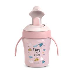 Suavinex, My Family Ontwikkelbeker met stijve schenktuit, lekvrij en met beschermdeksel, lekvrije drinkbeker, 200 ml, kinderen vanaf 6 maanden, vaatwasmachinebestendig, roze