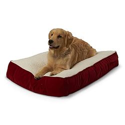 Happy Hounds Buster Small (91,4 x 61 cm) Rosso Rettangolare Cuscino Stile Cane Letto con Pannello Sherpa