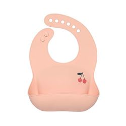 LÄSSIG Babero de silicona con bandeja recogegotas apto para lavavajillas/Happy Fruits Cherry