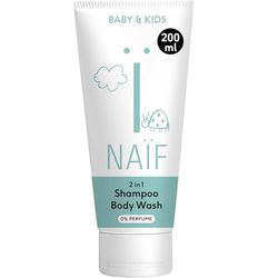 Naïf 2-i-1 schampo och duschgel – för spädbarn och barn – 0% parfym, utan SLES, mikroplast och silikoner – 200 ml