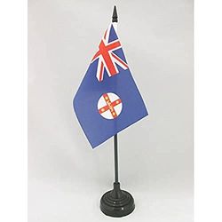 AZ FLAG - Drapeau De Table Nouvelle-Galles du Sud - 15x10 cm - Mini Drapeau De La Nouvelle-Galles Du Sud De Bureau 100% Polyester Avec Hampe De 25cm Et Socle En Plastique Noir