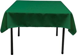 O linho poliéster popeline toalha de mesa quadrada, poliéster, verde esmeralda, 132 x 132 x 0,04 cm