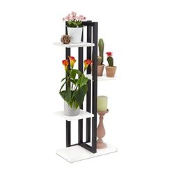 Relaxdays Étagère à plantes, escalier fleurs, 4 niveaux, HLP 93x42,5x22,5 cm, métal, support intérieur, blanc