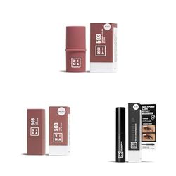 3ina Makeup - The No-Rules Stick 503 (Mini) - Colorete en Crema Nude + The Lipstick 503 (Mini) - Labial Nude Cremoso + The 24H Level Up Mascara 900 (Mini) - Máscara de Pestañas - Vegan - Cruelty Free