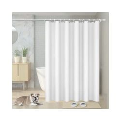 Vinabo Shower Curtain, 180 x 200 cm Bathroom Curtains, White Shower Curtain with 12 Hooks, PEVA Fabric Curtain