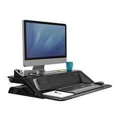 Fellowes Lotus DX Deluxe Height Adjustable Sit-Stand Workstation, Black, 8081001