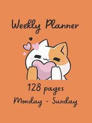 “Cat Lover” Weekly Planner (Orange) 8.5x11 w/128 pages