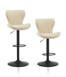 TUKAILAI Barkruk, set van 2 kunstleer, barstoel, in hoogte verstelbaar, 360 graden draaibaar, kruk met rugleuning, voetensteun, metalen frame, moderne schaalvorm, keukenkruk, barkruk voor keukenbars