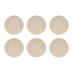 GENEVIEVE LETHU 545266 Set med 6 platta tallrikar med riskorn - färg lergods brungrå - Ø 27 cm