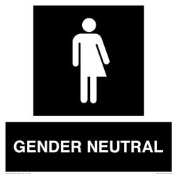 Non-gender specific in black panel Sign - 200x200mm - S20
