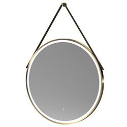nuie LQ722 Salana Modern Bathroom Wall Hung Framed LED Touch Sensor Mirror, Brushed Brass