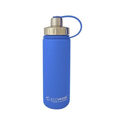 EcoVessel 's Boulder Tri Max - Borraccia in acciaio inox con isolamento sottovuoto, Hudson Blue, 600 ml