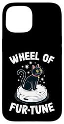 Wheel Of Fur-Tune Cat On Robot Vacuum Cleaner Cat Case for iPhone 15