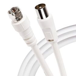 Maplin Cabo coaxial tipo F macho para RF macho, 5 m, cor branca