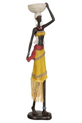 Figuur, African Woman, synthetische hars, bruin, geel, PU 1, L. 9 cm, W. 10 cm, H. 46 cm