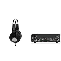 AKG K72 Closed Back - Cuffie Da Studio, Impedenza 32 Ohm, Nero (Matte Black) & Behringer U-Phoria Umc22 Interfaccia Audio Usb 2X2 Audiophile Con Preamplificatore Microfonico Midas, Nero