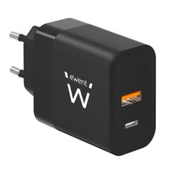 Ewent Caricabatterie Caricatore Rapido GaN Fast USB-C e USB-A per Tablet e Notebook, Caricatore 45W per iPhone 16/15/14 e anteriori, iPad Pro/Air, Air/Pods Pro, Samsung,Huawei,XiaoMi etc., Nero