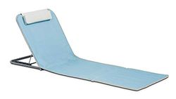 Innov'Axe - Espreguiçadeira de praia dobrável mista, azul/branco (Bleu), 134 x 48 x 40